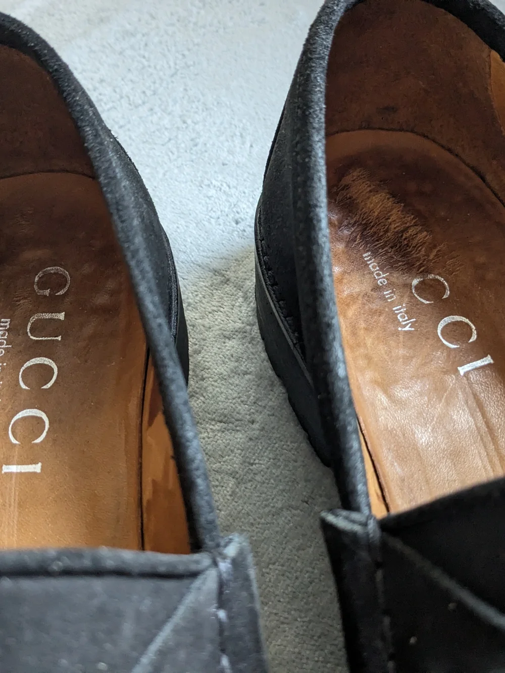 Gucci Men's Black Suede Horsebit Loafers 8 D Leather